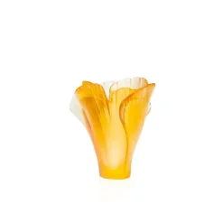 Vessière Cristaux Vases|Vases Cristal Couleur|Mini vase ambre ginkgo daum