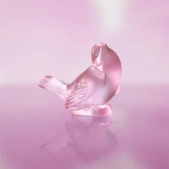 Vessière Cristaux Sculptures Et Figurines|Bestiaire|Moineau moqueur cristal rose Lalique