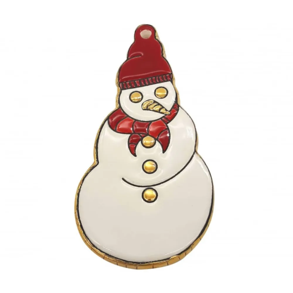 Vessière Cristaux Décorations De Noël|Ornements Cristal|Ornement Noël Bonhomme de Neige Émaux de Longwy