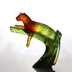 Vessière Cristaux Bestiaire|Animaux Cristal|Panthère ambre sur arbre daum