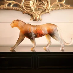 Vessière Cristaux Bestiaire|Animaux Cristal|Panthère JAIPUR Yeux citrine Daum