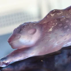 Vessière Cristaux Bestiaire|Animaux Cristal|Panthère zeila rose gm Lalique