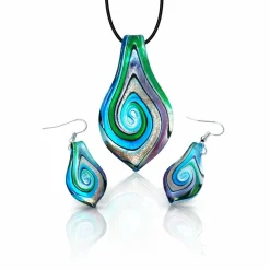 Vessière Cristaux Boucles D’Oreilles Cristal|Boucles D’Oreilles|Parure pendentif + boucles d’oreilles noces turquoise