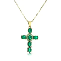 Vessière Cristaux Colliers Cristal|Colliers|Pendentif croix Émeraude