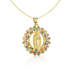 Vessière Cristaux Pendentifs Cristal|Pendentifs|Pendentif médaillon vierge marie arc-en-ciel