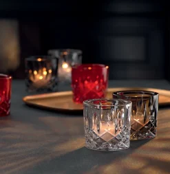 Vessière Cristaux Photophores, Bougeoirs Cristal|Coupes, Coupelles Et Photophores|Photophore cristal rouge noblesse nachtmann