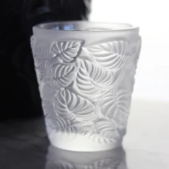 Vessière Cristaux Coupes, Coupelles Et Photophores|Photophores, Bougeoirs Cristal|Photophore feuilles lalique