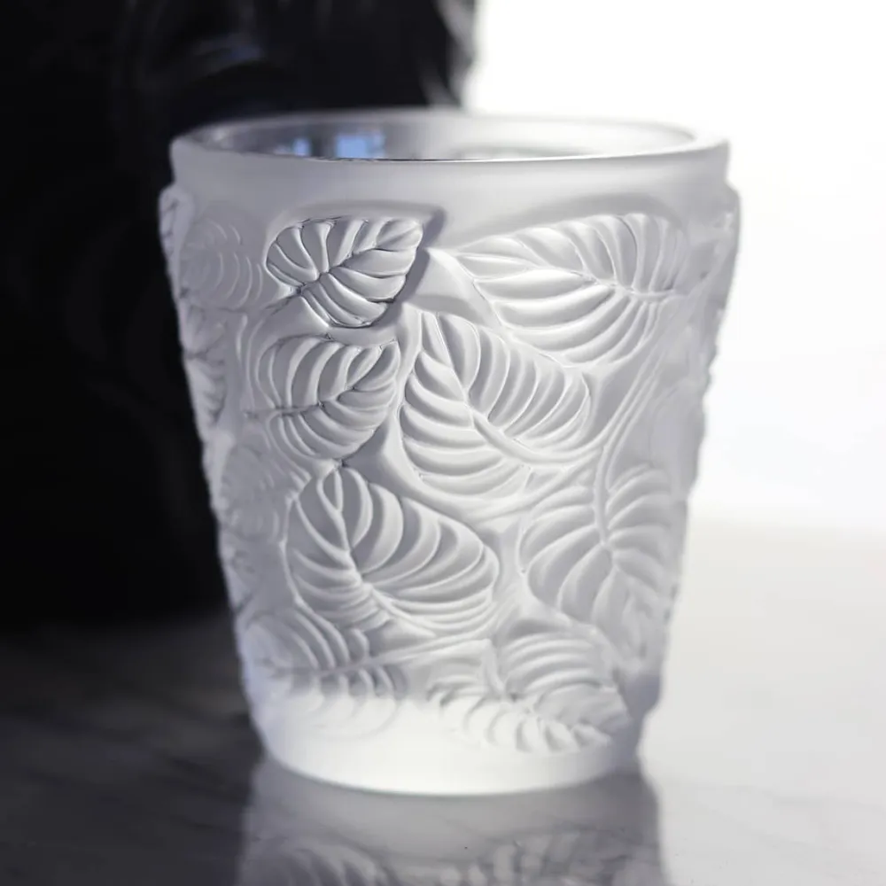 Vessière Cristaux Coupes, Coupelles Et Photophores|Photophores, Bougeoirs Cristal|Photophore feuilles lalique