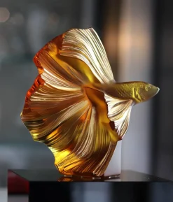 Vessière Cristaux Sculptures Et Figurines|Animaux Cristal|Poissons combattants pm lalique