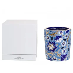 Vessière Cristaux Coupes & Photophores|Photophores, Bougeoirs Cristal|Pot à bougie bleu Héritage Émaux de Longwy