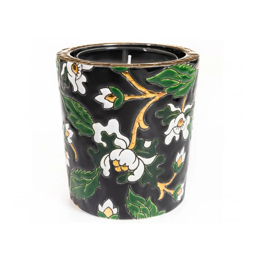 Vessière Cristaux Coupes & Photophores|Photophores, Bougeoirs Cristal|Pot à bougie noir Héritage Émaux de Longwy