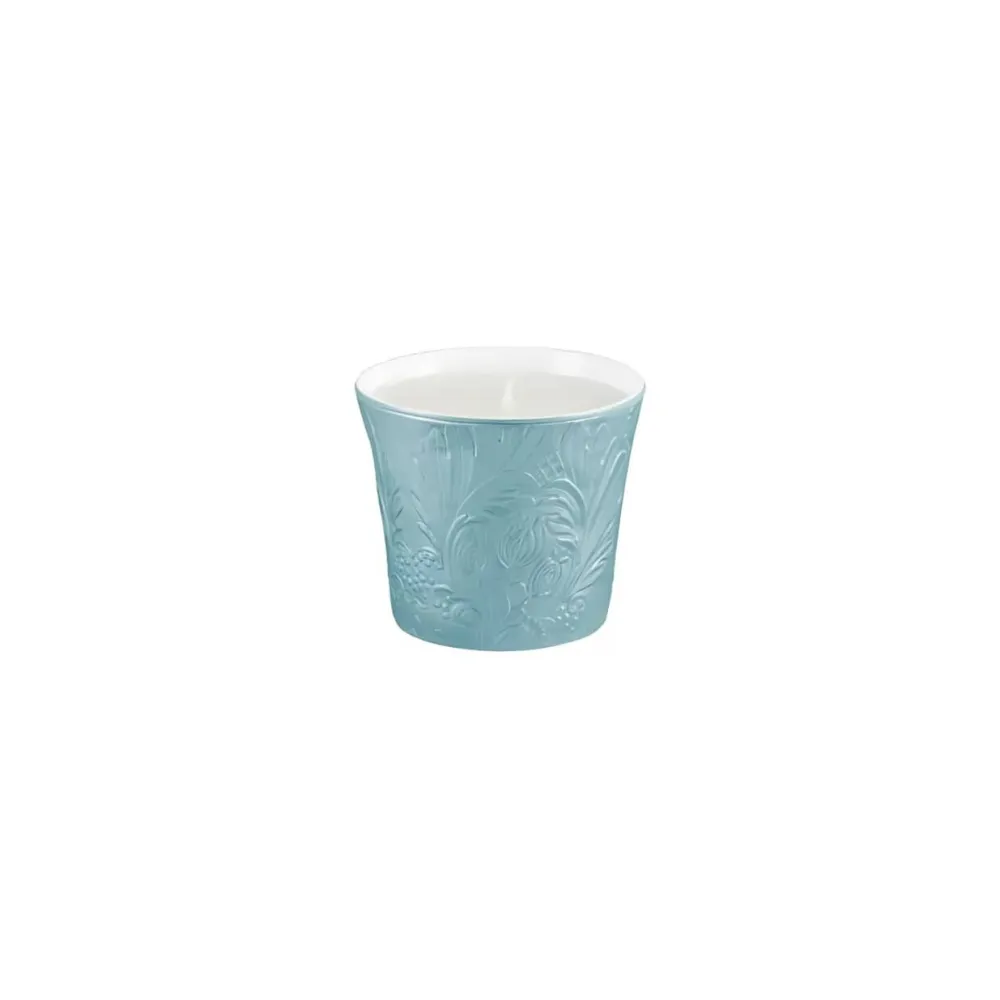 Vessière Cristaux Photophore & Bougie|Pot à bougie porcelaine 8 cm Italian Renaissance Irisé Ciel Raynaud