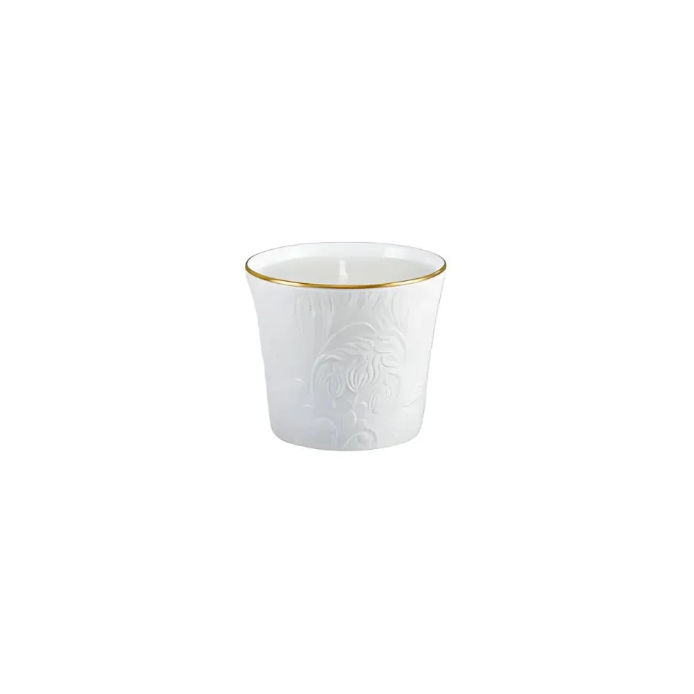 Vessière Cristaux Photophore & Bougie|Pot à bougie porcelaine 8 cm Italian Renaissance Filet Or Mat Raynaud