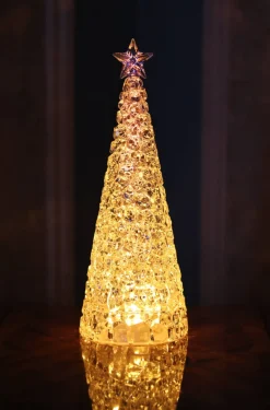 Vessière Cristaux Décoration|Sulfures, Presse-Papiers Cristal|Sapin lumineux acrylique incolore
