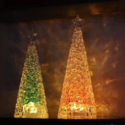 Vessière Cristaux Sulfures, Presse-Papiers Cristal|Décoration|Sapin lumineux acrylique rouge et or