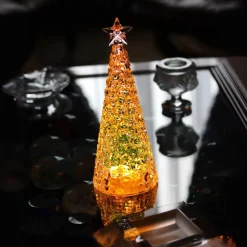 Vessière Cristaux Sulfures, Presse-Papiers Cristal|Décoration|Sapin lumineux acrylique vert et or