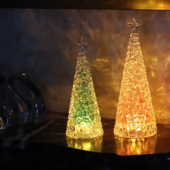 Vessière Cristaux Sulfures, Presse-Papiers Cristal|Décoration|Sapin lumineux acrylique vert et or