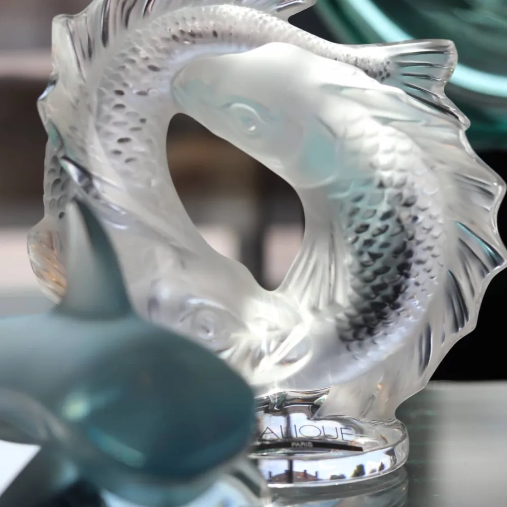 Vessière Cristaux Sculptures Et Figurines|Bestiaire|Sculpture 2 poissons lalique