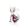 Vessière Cristaux Bestiaire|Animaux Cristal|Sculpture Chat debout cristal rouge