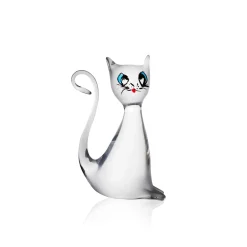 Vessière Cristaux Animaux Cristal|Bestiaire|Sculpture Chat debout cristal clair