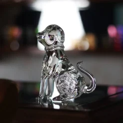 Vessière Cristaux Bestiaire|Animaux Cristal|Sculpture chien cristal zodiaque chinois