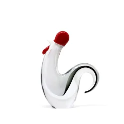 Vessière Cristaux Bestiaire|Animaux Cristal|Sculpture coq cristal blanc noir