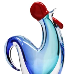 Vessière Cristaux Animaux Cristal|Bestiaire|Sculpture coq cristal bleu