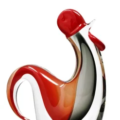 Vessière Cristaux Bestiaire|Animaux Cristal|Sculpture coq cristal rouge noir