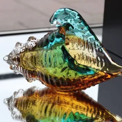 Vessière Cristaux Bestiaire|Animaux Cristal|Sculpture coquillage conque turquoise gm