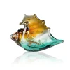Vessière Cristaux Bestiaire|Sculptures Cristal|Sculpture coquillage conque turquoise pm
