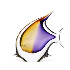 Vessière Cristaux Animaux Cristal|Sculpture poisson cristal jaune violet