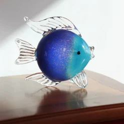 Vessière Cristaux Animaux Cristal|Bestiaire|Sculpture poisson Néréide saphir & turquoise