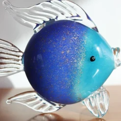 Vessière Cristaux Animaux Cristal|Bestiaire|Sculpture poisson Néréide saphir & turquoise