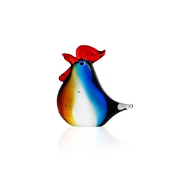 Vessière Cristaux Bestiaire|Animaux Cristal|Sculpture poule arc-en-ciel-cristal