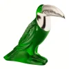 Vessière Cristaux Sculptures Et Figurines|Bestiaire|Sculpture Toucan vert tamponné platine Lalique