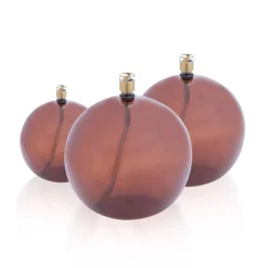 Vessière Cristaux Coupes, Coupelles Et Photophores|Lampes Cristal|Set 3 lampes à huile sphère couleur cognac