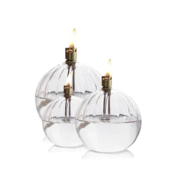 Vessière Cristaux Coupes, Coupelles Et Photophores|Lampes Cristal|Set 3 lampes huile élégance (pm – mm – gm) + paraffine x2