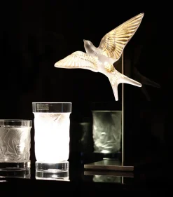 Vessière Cristaux Sculptures Et Figurines|Bestiaire|Socle métal hirondelles lalique