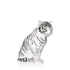 Vessière Cristaux Sculptures Et Figurines|Bestiaire|Tigre assis émaillé noir lalique