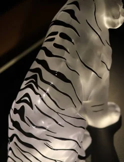 Vessière Cristaux Sculptures Et Figurines|Bestiaire|Tigre assis émaillé noir lalique
