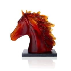Vessière Cristaux Editions D’Art|Bestiaire|Tête de cheval ambre Daum