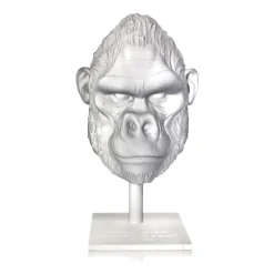 Vessière Cristaux Éditions D’Art Cristal|Bestiaire|Tête de Gorille mat pâte de cristal par Loïc Ortega