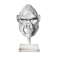 Vessière Cristaux Éditions D’Art Cristal|Bestiaire|Tête de Gorille poli pâte de cristal par Loïc Ortega