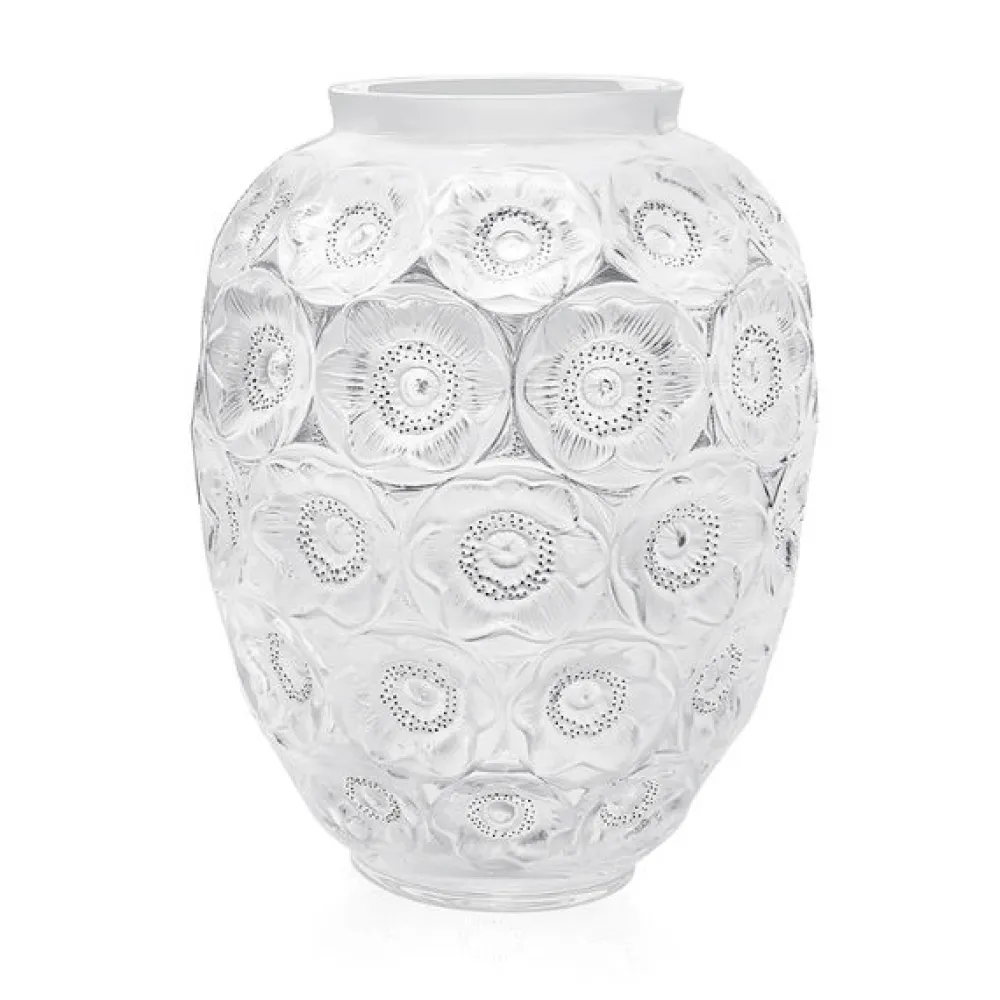 Vessière Cristaux Vases|Vases Cristal Clair|Vase anémones gm incolore lalique