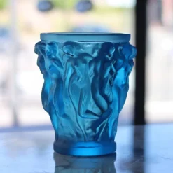 Vessière Cristaux Vases|Vases Cristal Couleur|Vase bacchantes pm bleu lalique