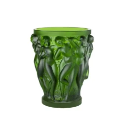 Vessière Cristaux Vases|Vases Cristal Clair|Vase bacchantes vert amazone lalique