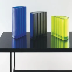 Vessière Cristaux Vases|Editions D’Art|Vase bleu cobalt zigzag victoria wilmotte daum
