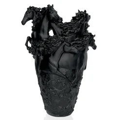 Vessière Cristaux Vases|Editions D’Art|Vase cheval cavalcade noir Daum