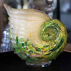 Vessière Cristaux Vases|Vases Cristal Couleur|Vase coquillage cristal vert anis