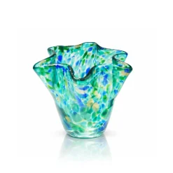 Vessière Cristaux Vases|Vases Cristal Couleur|Vase corolle lagon cristal turquoise